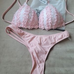 NWT dusty pink thong bikini